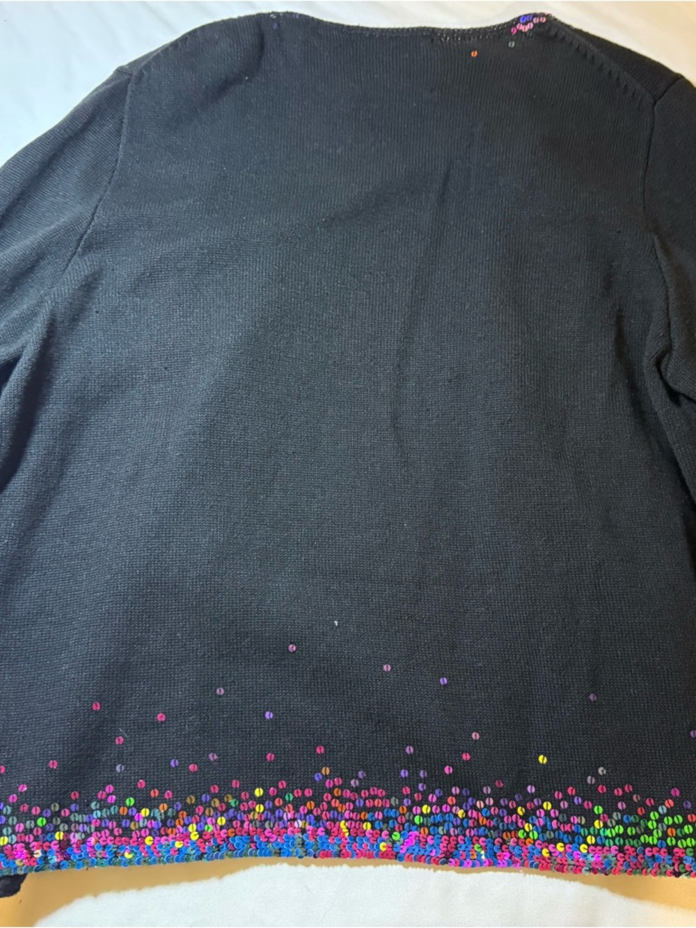 Michael Simon Black Knit Jacket with Multicolor Sequin Trim - Picture 7 of 7